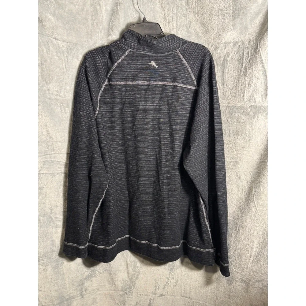 Tommy Bahama Mens Reversible‎ Quarter Zip Pullover Shirt Gray Stripes Size XL
